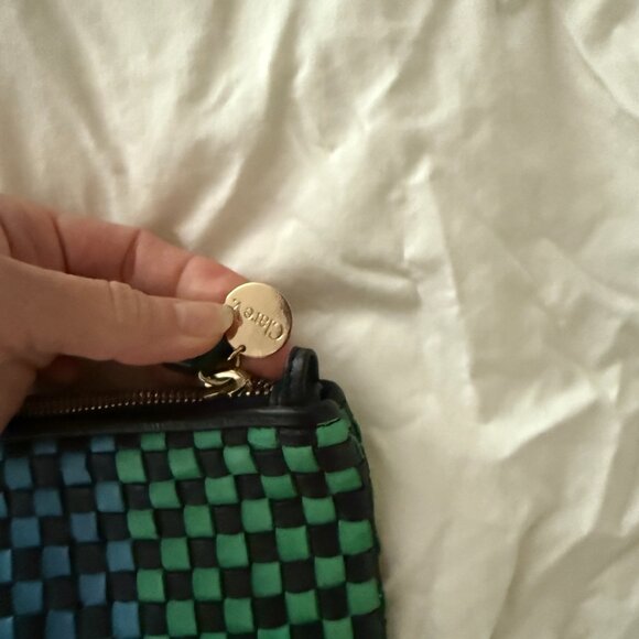 1- clare v foldover clutch or tote convertible checkerboard leather woven r… - Picture 3 of 7